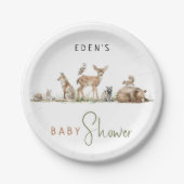 シンプル森の森の動物の赤ちゃんシャワー ペーパープレート (正面)