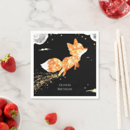 シンプル森キツネ誕生日 スタンダードカクテルナプキン