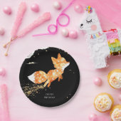 シンプル森キツネ誕生日 ペーパープレート (パーティー)