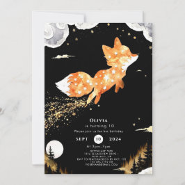 シンプル森キツネ誕生日 招待状