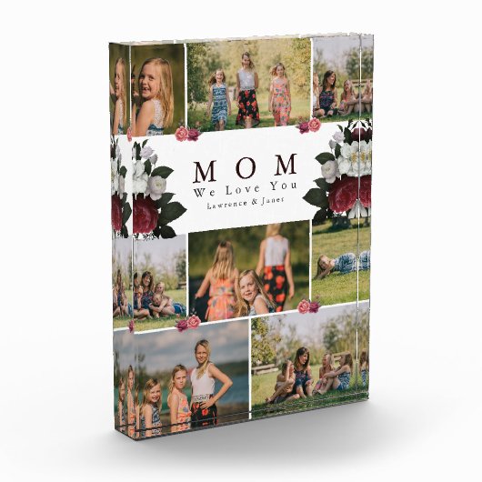 シンプル植物フローラMOM 8フォトコラージュの贈り物 フォトブロック (左)