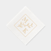 シンプル植物モノグラム結婚イニシャルのカップル 箔ナプキン (右)