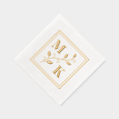 シンプル植物モノグラ結婚ムイニシャルのカップルV2 箔ナプキン (右)