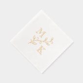 シンプル植物モノグラ結婚ムイニシャルのカップルV3 箔ナプキン (右)