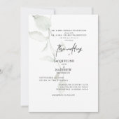 シンプル植物両親淡い色のセージ結婚ズ 招待状 (正面)