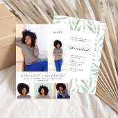 シンプル植物写真コラージュ卒業会 招待状