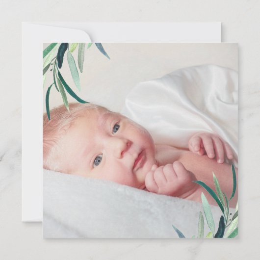 シンプル植物十字神父の提案写真 招待状 (裏面)