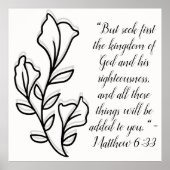 シンプル植物学の白黒の聖書の詩 | ポスター (正面)