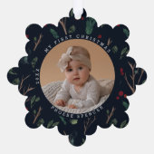 シンプル植物学ベビー初めてのクリスマス写真 オーナメントカード (裏面)