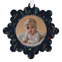 シンプル植物学ベビー初めてのクリスマス写真