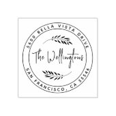 シンプル植物家族名差出人住所自己 ラバースタンプ (インプリント)