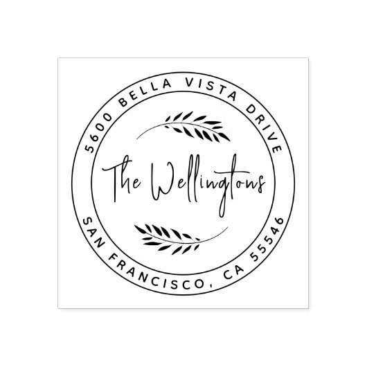 シンプル植物家族名差出人住所自己 ラバースタンプ (インプリント)