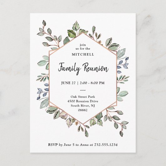 シンプル植物幾何学 |ファミリ懇親会 ポストカード (正面)