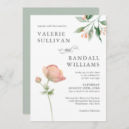 シンプル植物性エレガントフローラ結婚ズ 招待状