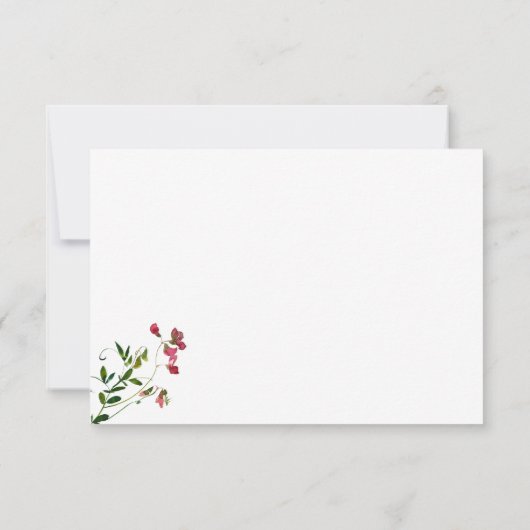 シンプル植物性ピンクの赤い緑の花花花花花嫁 招待状 (裏面)
