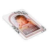 シンプル植物性ピンクフォトアーチとスクリプかわいらしト マグネット (右側)