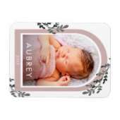 シンプル植物性ピンクフォトアーチとスクリプかわいらしト マグネット (横)