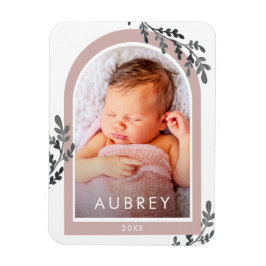 シンプル植物性ピンクフォトアーチとスクリプかわいらしト マグネット