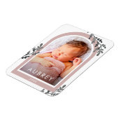 シンプル植物性ピンクフォトアーチとスクリプかわいらしト マグネット (左側)