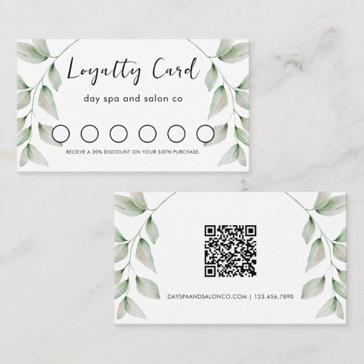 シンプル植物性QRコードロイヤリティカード ロイヤリティカード (正面/裏面)