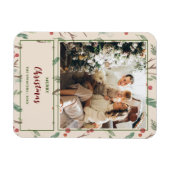 シンプル植物柄メリークリスマスフォト マグネット (横)