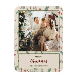 シンプル植物柄メリークリスマスフォト マグネット