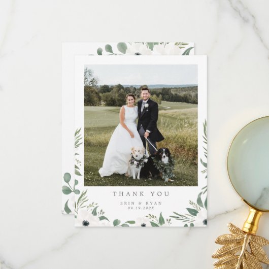 シンプル植物水彩写真サンキューカード サンキューカード (正面/裏面インサイチュ)