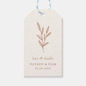 シンプル植物焦げオレンジ結婚の贈り物ラベル ギフトタグ (正面)