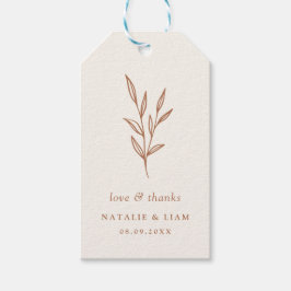 シンプル植物焦げオレンジ結婚の贈り物ラベル ギフトタグ