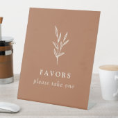 シンプル植物焦げオレンジ結婚式の引き出物標識 台座サイン (インサイチュ)