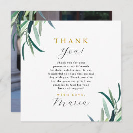 シンプル植物第15誕生日ありがとう写真 招待状