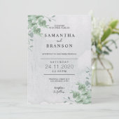 シンプル植物緑葉リースユーカリ 招待状 (スタンド正面)