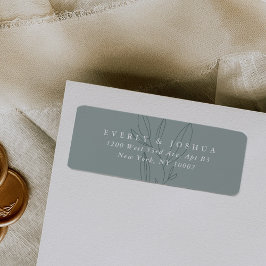 シンプル植物茎グリーン差出人住所ラベル ラベル