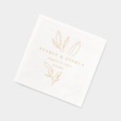 シンプル植物茎結婚モノグラム 箔ナプキン (左)