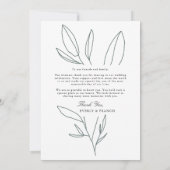 シンプル植物茎結婚撮影サンキューカード 招待状 (裏面)
