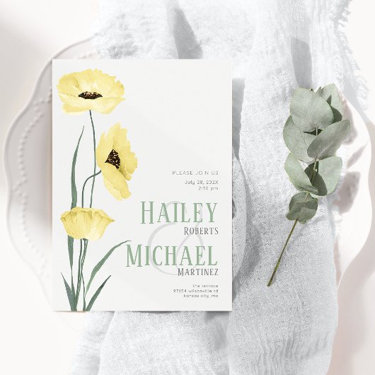 シンプル植物野草花QRコード招待状 招待状