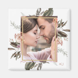 シンプル植物額写真モノグラム マグネット