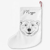 シンプル極熊のヘッドラインアートスケッチ（名前） スモールクリスマスストッキング (裏面)