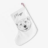 シンプル極熊のヘッドラインアートスケッチ（名前） スモールクリスマスストッキング (裏面 (吊り時))