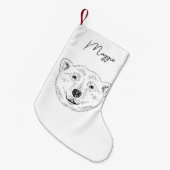 シンプル極熊のヘッドラインアートスケッチ（名前） スモールクリスマスストッキング (正面 (吊り時))