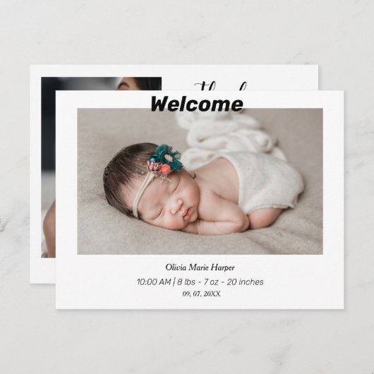 シンプル歓迎生まれたばかりのベビー ポストカード (正面/裏面)