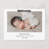 シンプル歓迎生まれたばかりのベビー ポストカード (正面)