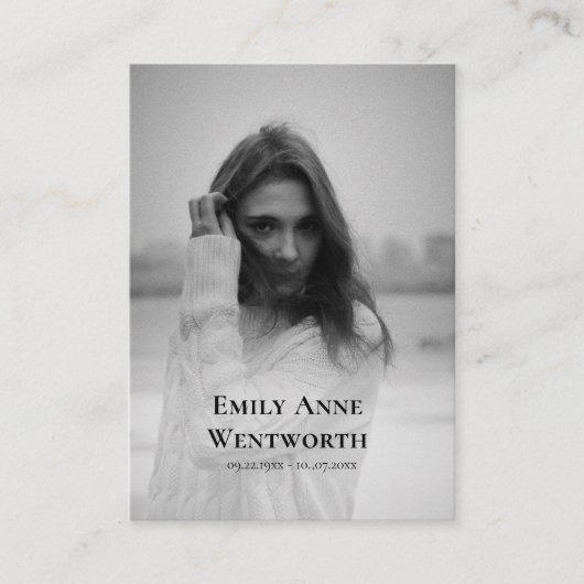 シンプル正クラシック式葬儀祈りの言葉カード プレイスカード (正面)