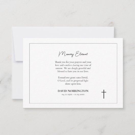 シンプル正教会キリスト教葬祭記念碑 サンキューカード (正面)