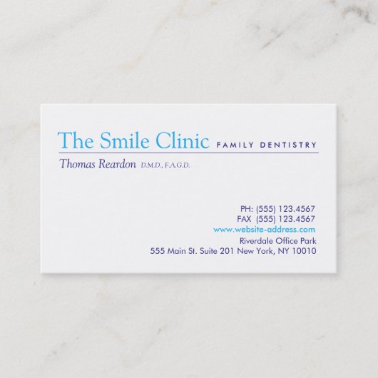 シンプル歯科歯科ホワイト 名刺 (正面)