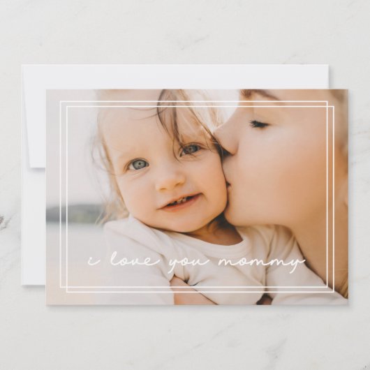 シンプル母の日ホワイトダブル写真入りカード シーズンカード (正面)