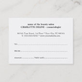 シンプル気にエレガントテクススキンギフト証書 割引カード (裏面)