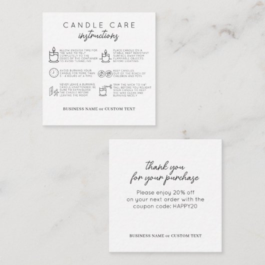 シンプル気に蝋燭の安全指示業務 エンクロージャーカード (正面/裏面)