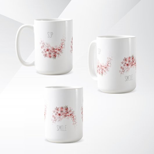 シンプル水かわいらし色ピンクフローラマグカップ コーヒーマグカップ