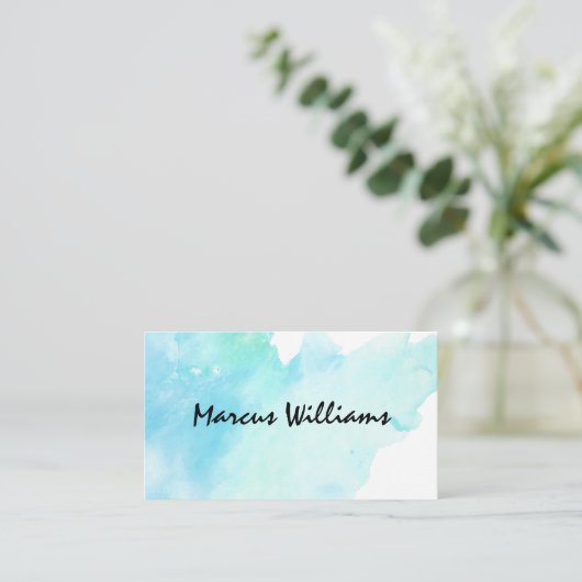 シンプル水の背景色 名刺 (スタンド正面)